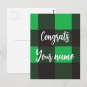 Groen ruitpatroon Gefeliciteerd Briefkaart (Voorkant / Achterkant)