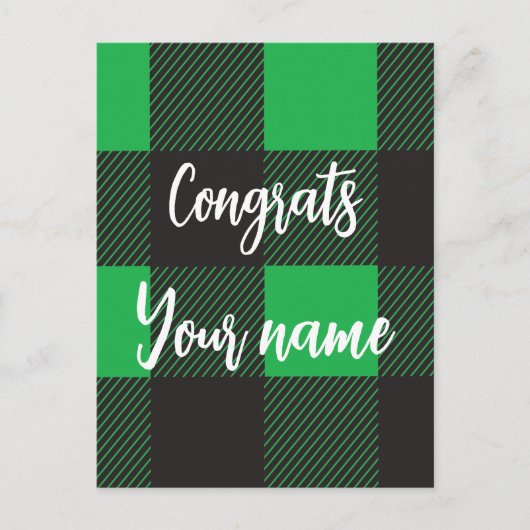 Groen ruitpatroon Gefeliciteerd Briefkaart (Voorkant)
