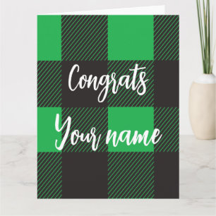 Groen ruitpatroon Gefeliciteerd Kaart