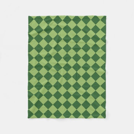 Groen ruitpatroon met schaakbord fleece deken (Voorkant)