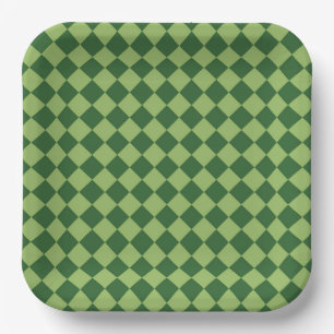 Groen ruitpatroon met schaakbord papieren bordje