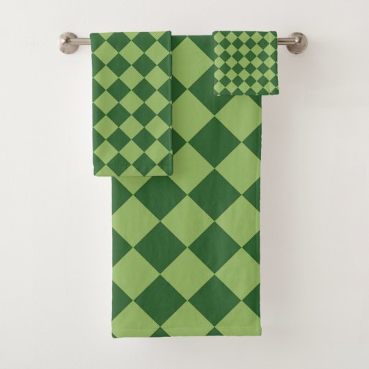Groen ruitpatroon van Checker Bad Handdoek (Insitu)
