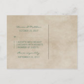 Groen Rustic Damask RSVP Briefkaart (Achterkant)