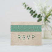 Groen Rustic Damask RSVP Briefkaart (Staand voorkant)