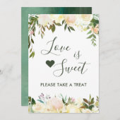 Groen Rustiek Bloemig Liefde is Zoet Dessert Bar Kaart (Voorkant / Achterkant)