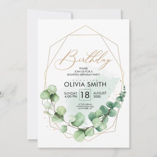 Groen rustiek elegant groen volwassen 18e verjaard kaart (Voorkant)