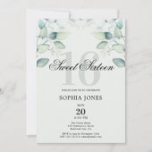 Groen Rustiek Elegant Sweet 16 Kaart (Voorkant)