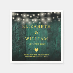 Groen Rustiek Hout Boho Schuur String Lights Weddi Servet