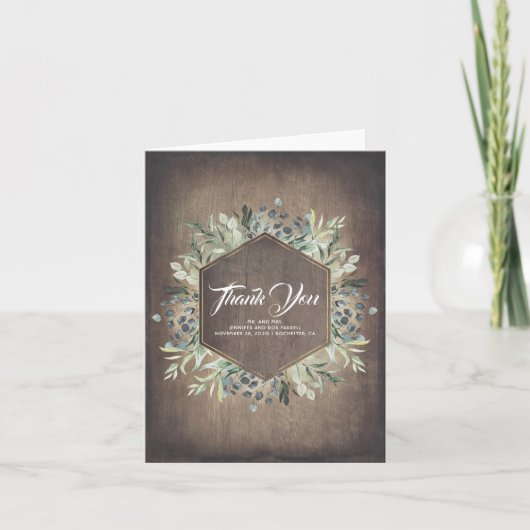 Groen Rustiek Land Bruiloft Dank u Bedankkaart (Voorkant)