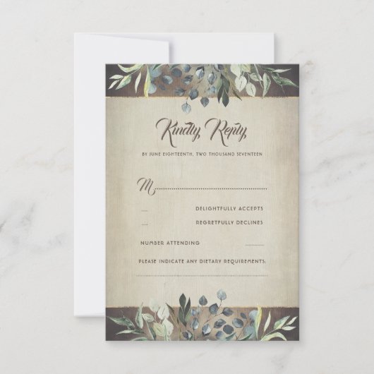 Groen Rustiek Land Bruiloft RSVP (Voorkant)