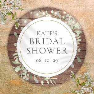 Groen Rustiek String Lights Vrijgezellenfeest Ronde Sticker