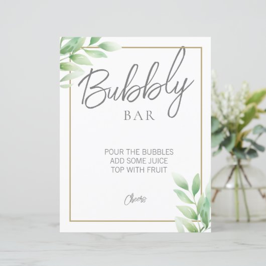 Groen Rustiek Vrijgezellenfeest Bubbly Bar Sign (Staand voorkant)