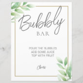 Groen Rustiek Vrijgezellenfeest Bubbly Bar Sign (Voorkant)