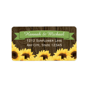 GROEN RUSTIEK ZONNEBLOEM RETOURADRES LABEL