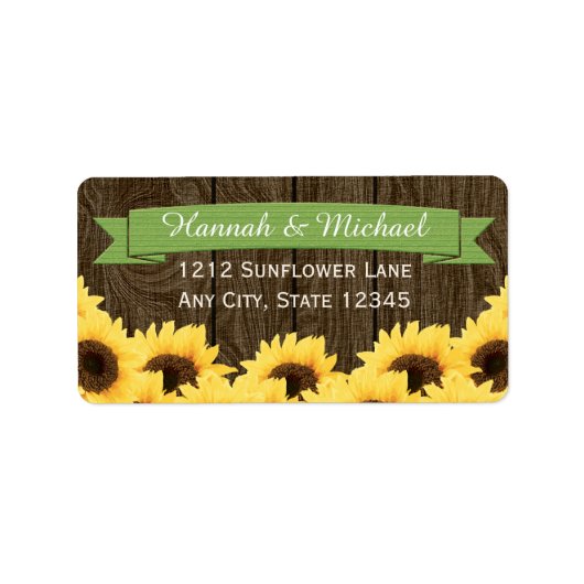 GROEN RUSTIEK ZONNEBLOEM RETOURADRES LABEL (Voorkant)