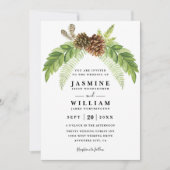 Groen Rustieke Elegante Moderne QR Code Huwelijk Kaart (Voorkant)