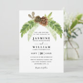 Groen Rustieke Elegante Moderne QR Code Huwelijk Kaart (Staand voorkant)