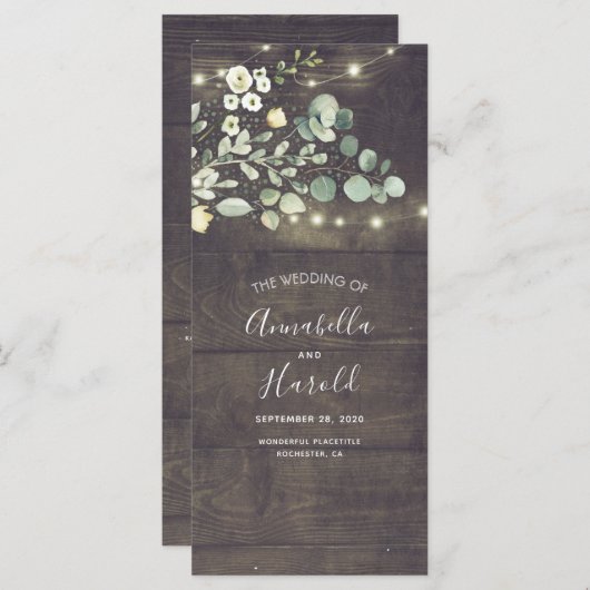 Groen Rustieke Tuin Bruiloft Programma's (Voorkant / Achterkant)