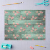 Groen Rustisch hout met roze roze roze ontkoppelin Tissuepapier (Craft)