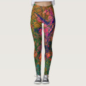 Groen Safari Tropisch Oerwoud Wildlife Lion Leggings (Voorkant)