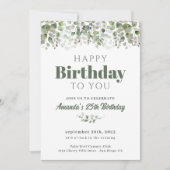 Groen Sage Groen Verjaardagsfeestuitnodiging Kaart (Voorkant)