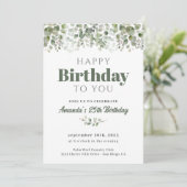Groen Sage Groen Verjaardagsfeestuitnodiging Kaart (Staand voorkant)