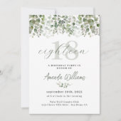 Groen Salie Groen 18e Verjaardag Uitnodiging (Voorkant)