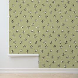Groen salie groen rustieke bloemen behang