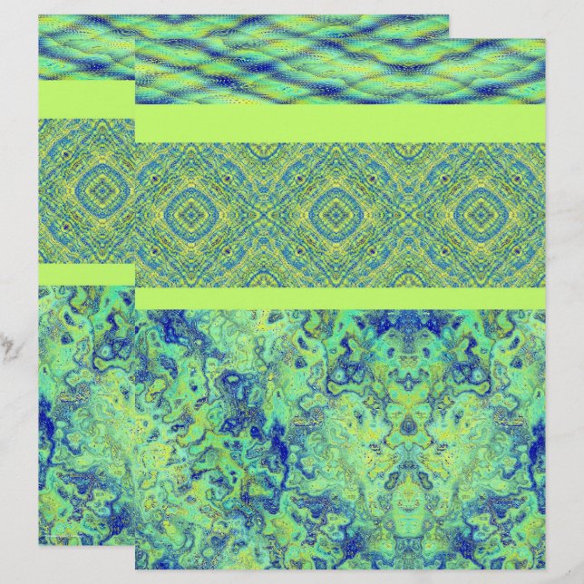 Groen sampler scrapboekpapier 2-zijdige pagina (Voorkant / Achterkant)