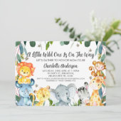 Groen Sarafi Dieren Wild Een Baby shower Kaart (Staand voorkant)