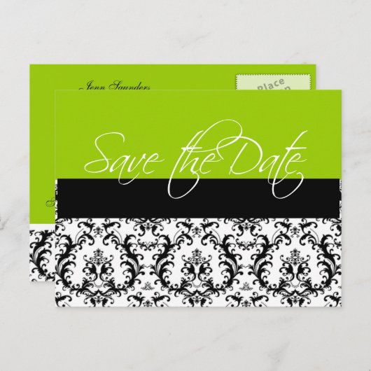 Groen Save the Date Briefkaarten Wedding (Voorkant / Achterkant)