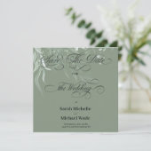 Groen Save the Date | Salie Groen Botanisch (Staand voorkant)