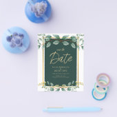 Groen Save the Date Smaragdgroen Goud Flyer (Enkel)
