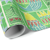 Groen Scandinavisch kerstpapier voor design Cadeaupapier (Rol Hoek)