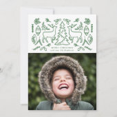 Groen Scandinavisch patroon foto kerstkaart (Voorkant)