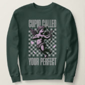 Groen schaakbord met Schattigee roze cupido Valent Trui (Design voorkant)