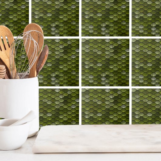 Groen schaalpatroon tegeltje