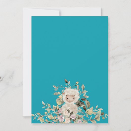 Groen schapenlam botanisch Baby shower Kaart (Achterkant)