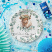 Groen Schattige Highland Koe Baby shower Verjaarda Papieren Bordje (Feest)