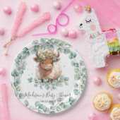 Groen Schattige Highland Koe Baby shower Verjaarda Papieren Bordje (Feest)