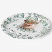 Groen Schattige Highland Koe Baby shower Verjaarda Papieren Bordje (Gekanteld)
