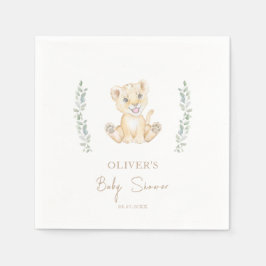 Groen Schattige Leeuw Safari Dieren Baby shower Servet