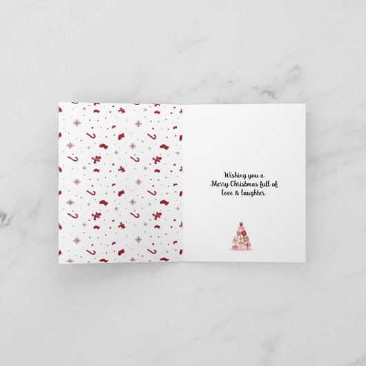 Groen Schattige Niet Foto Eenvoudige Kersttekening Feestdagen Kaart (Binnen)