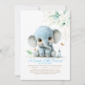 Groen Schattige Olifant Boy Baby shower Kaart (Voorkant)