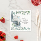 Groen Schattige Olifant Boy Baby shower Verjaardag Servet (Insitu)
