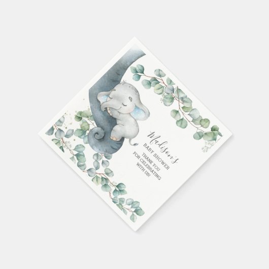 Groen Schattige Olifant Boy Baby shower Verjaardag Servet (Hoek)