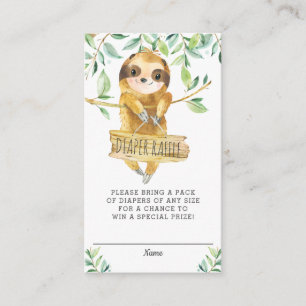 Groen Schattige Sloth Baby shower Luier Raffle Informatiekaartje