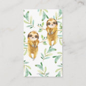 Groen Schattige Sloth Twin Baby shower Luier Raffl Informatiekaartje (Achterkant)
