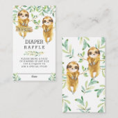 Groen Schattige Sloth Twin Baby shower Luier Raffl Informatiekaartje (Voorkant / Achterkant)
