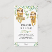 Groen Schattige Sloth Twin Baby shower Luier Raffl Informatiekaartje (Voorkant)